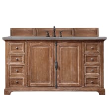 Providence 60" Free Standing Single Basin Vanity Set with White Oak Cabinet and Grey Expo Quartz Vanity Top