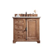 Providence 36" Free Standing Single Basin Hardwood Vanity Set with 3 cm Ethereal Noctis Quartz Vanity Top and Rectangular Sink