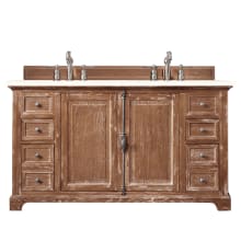Providence 60" Free Standing Double Basin Hardwood Vanity Set with Eternal Marfil Quartz Top