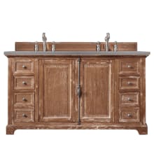 Providence 60" Free Standing Double Basin Vanity Set with White Oak Cabinet and Grey Expo Quartz Vanity Top