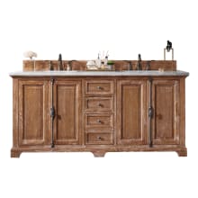 Providence 72" Free Standing Double Basin Vanity Set with Wood Cabinet and Arctic Fall Stone Composite Vanity Top