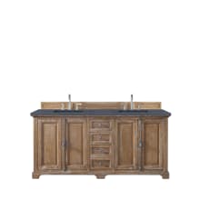 Providence 72" Free Standing Double Basin Vanity Set with White Oak Cabinet and Charcoal Soapstone Quartz Vanity Top