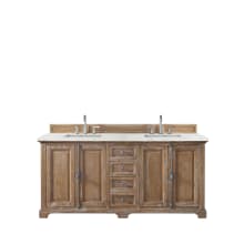 Providence 72" Free Standing Double Basin Vanity Set with White Oak Cabinet and Eternal Jasmine Pearl Quartz Vanity Top