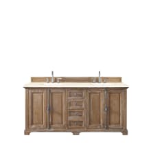Providence 72" Free Standing Double Basin Hardwood Vanity Set with Eternal Marfil Quartz Top