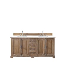 Providence 72" Free Standing Double Basin Vanity Set with Wood Cabinet and 3cm Quartz Vanity Top