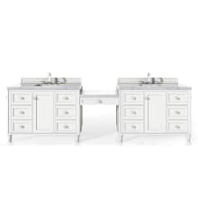 Copper Cove Encore 122" Double Basin Poplar Wood Vanity Set with USB/Electrical Outlet and Carrara Marble Vanity Top