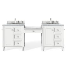 Copper Cove Encore 86" Double Basin Poplar Wood Vanity Set with Arctic Fall Solid Surface Vanity Top