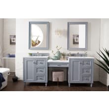 Copper Cove Encore 86" Double Basin Poplar Wood Vanity Set with Arctic Fall Solid Surface Vanity Top