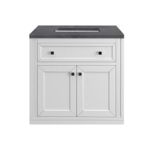 Chicago 30" Free Standing or Wall Mounted Single Basin Poplar Wood Vanity Set with 3 cm Charcoal Soapstone Quartz Vanity Top and Rectangular Sink