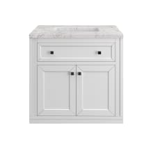 Chicago 30" Free Standing or Wall Mounted Single Basin Poplar Wood Vanity Set with 3 cm Pearl Jasmine Quartz Vanity Top and Rectangular Sink