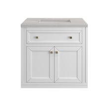 Chicago 30" Free Standing or Wall Mounted Single Basin Poplar Wood Vanity Set with 3 cm Eternal Serena Quartz Vanity Top and Rectangular Sink