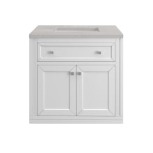 Chicago 30" Free Standing or Wall Mounted Single Basin Poplar Wood Vanity Set with 3 cm Eternal Serena Quartz Vanity Top and Rectangular Sink