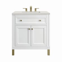 Chicago 30" Single Basin Wood Vanity Set with 3cm Lime Delight Silestone Quartz Vanity Top and Rectangular Sink