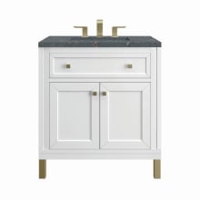 Chicago 30" Single Basin Wood Vanity Set with 3cm Parisien Bleu Silestone Quartz Vanity Top and Rectangular Sink
