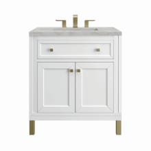 Chicago 30" Single Basin Wood Vanity Set with 3cm Victorian Silver Silestone Quartz Vanity Top and Rectangular Sink