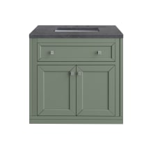 Chicago 30" Free Standing or Wall Mounted Single Basin Poplar Wood Vanity Set with 3 cm Charcoal Soapstone Quartz Vanity Top and Rectangular Sink