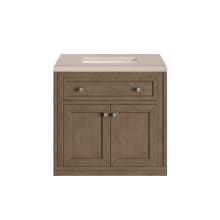 Chicago 30" Free Standing or Wall Mounted Single Basin Poplar Wood Vanity Set with 3 cm Eternal Marfil Quartz Vanity Top and Rectangular Sink