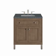 Chicago 30" Single Basin Wood Vanity Set with 3cm Parisien Bleu Silestone Quartz Vanity Top and Rectangular Sink