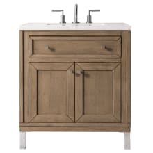 Chicago 30" Free Standing Single Basin Vanity Set with Wood Cabinet and 3cm Quartz Vanity Top