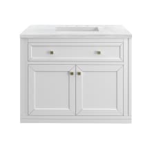 Chicago 36" Free Standing or Wall Mounted Single Basin Poplar Wood Vanity Set with 3 cm Arctic Fall Solid Surface Vanity Top and Rectangular Sink