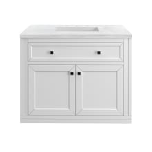 Chicago 36" Free Standing or Wall Mounted Single Basin Poplar Wood Vanity Set with 3 cm Arctic Fall Solid Surface Vanity Top and Rectangular Sink