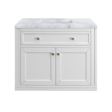 Chicago 36" Free Standing or Wall Mounted Single Basin Poplar Wood Vanity Set with 3 cm Carrara White Natural Stone Vanity Top and Rectangular Sink