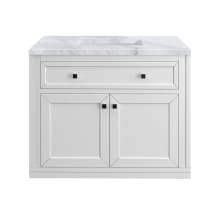 Chicago 36" Free Standing or Wall Mounted Single Basin Poplar Wood Vanity Set with 3 cm Carrara White Natural Stone Vanity Top and Rectangular Sink