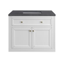 Chicago 36" Free Standing or Wall Mounted Single Basin Poplar Wood Vanity Set with 3 cm Charcoal Soapstone Quartz Vanity Top and Rectangular Sink