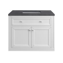 Chicago 36" Free Standing or Wall Mounted Single Basin Poplar Wood Vanity Set with 3 cm Charcoal Soapstone Quartz Vanity Top and Rectangular Sink