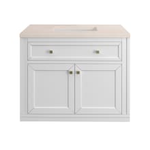 Chicago 36" Free Standing or Wall Mounted Single Basin Poplar Wood Vanity Set with 3 cm Eternal Marfil Quartz Vanity Top and Rectangular Sink