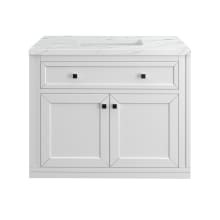 Chicago 36" Free Standing or Wall Mounted Single Basin Poplar Wood Vanity Set with 3 cm Ethereal Noctis Quartz Vanity Top and Rectangular Sink
