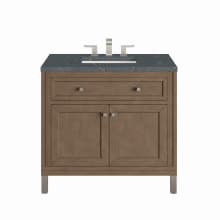 Chicago 36" Single Basin Wood Vanity Set with 3cm Parisien Bleu Silestone Quartz Vanity Top and Rectangular Sink