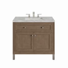 Chicago 36" Single Basin Wood Vanity Set with 3cm Victorian Silver Silestone Quartz Vanity Top and Rectangular Sink