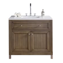 Chicago 36" Single Basin Poplar Wood Vanity Set with 3cm White Zeus Quartz Vanity Top and Rectangular Sink