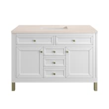 Chicago 48" Free Standing or Wall Mounted Single Basin Poplar Wood Vanity Set with 3 cm Eternal Marfil Quartz Vanity Top and Rectangular Sink