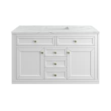 Chicago 48" Free Standing or Wall Mounted Single Basin Poplar Wood Vanity Set with 3 cm Ethereal Noctis Quartz Vanity Top and Rectangular Sink