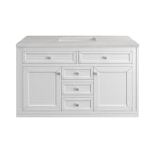 Chicago 48" Free Standing or Wall Mounted Single Basin Poplar Wood Vanity Set with 3 cm Eternal Serena Quartz Vanity Top and Rectangular Sink