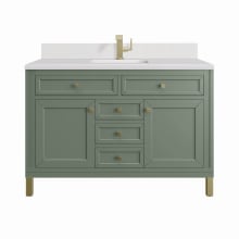 Chicago 48" Single Basin Wood Vanity Set with 3cm White Zeus Silestone Quartz Vanity Top, Backsplash and Rectangular Sink
