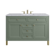Chicago 48" Free Standing or Wall Mounted Single Basin Poplar Wood Vanity Set with 3 cm Carrara White Natural Stone Vanity Top and Rectangular Sink