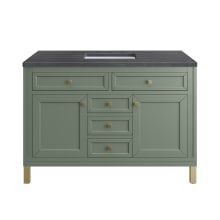 Chicago 48" Free Standing or Wall Mounted Single Basin Poplar Wood Vanity Set with 3 cm Charcoal Soapstone Quartz Vanity Top and Rectangular Sink
