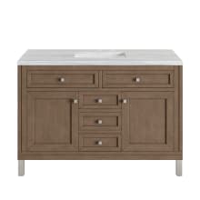 Chicago 48" Free Standing or Wall Mounted Single Basin Poplar Wood Vanity Set with 3 cm Arctic Fall Solid Surface Vanity Top and Rectangular Sink