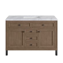 Chicago 48" Free Standing or Wall Mounted Single Basin Poplar Wood Vanity Set with 3 cm Carrara White Natural Stone Vanity Top and Rectangular Sink