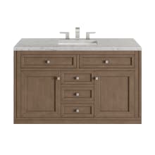 Chicago 48" Free Standing or Wall Mounted Single Basin Poplar Wood Vanity Set with 3 cm Pearl Jasmine Quartz Vanity Top and Rectangular Sink