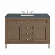 Chicago 48" Single Basin Wood Vanity Set with 3cm Parisien Bleu Silestone Quartz Vanity Top and Rectangular Sink
