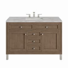 Chicago 48" Single Basin Wood Vanity Set with 3cm Victorian Silver Silestone Quartz Vanity Top and Rectangular Sink