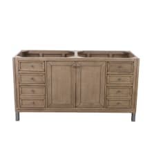 Chicago 60" Free Standing or Wall Mounted Double Basin Poplar Wood Vanity Cabinet Only