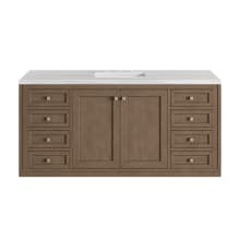 Chicago 60" Free Standing or Wall Mounted Single Basin Poplar Wood Vanity Set with 3 cm Arctic Fall Solid Surface Vanity Top and Rectangular Sink
