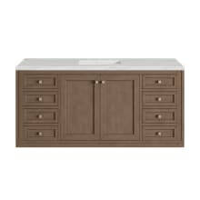 Chicago 60" Free Standing or Wall Mounted Single Basin Poplar Wood Vanity Set with 3 cm Ethereal Noctis Quartz Vanity Top and Rectangular Sink