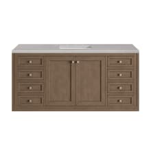 Chicago 60" Free Standing or Wall Mounted Single Basin Poplar Wood Vanity Set with 3 cm Eternal Serena Quartz Vanity Top and Rectangular Sink