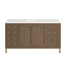 Chicago 60" Free Standing Single Basin Vanity Set with Wood Cabinet and 3cm Quartz Vanity Top